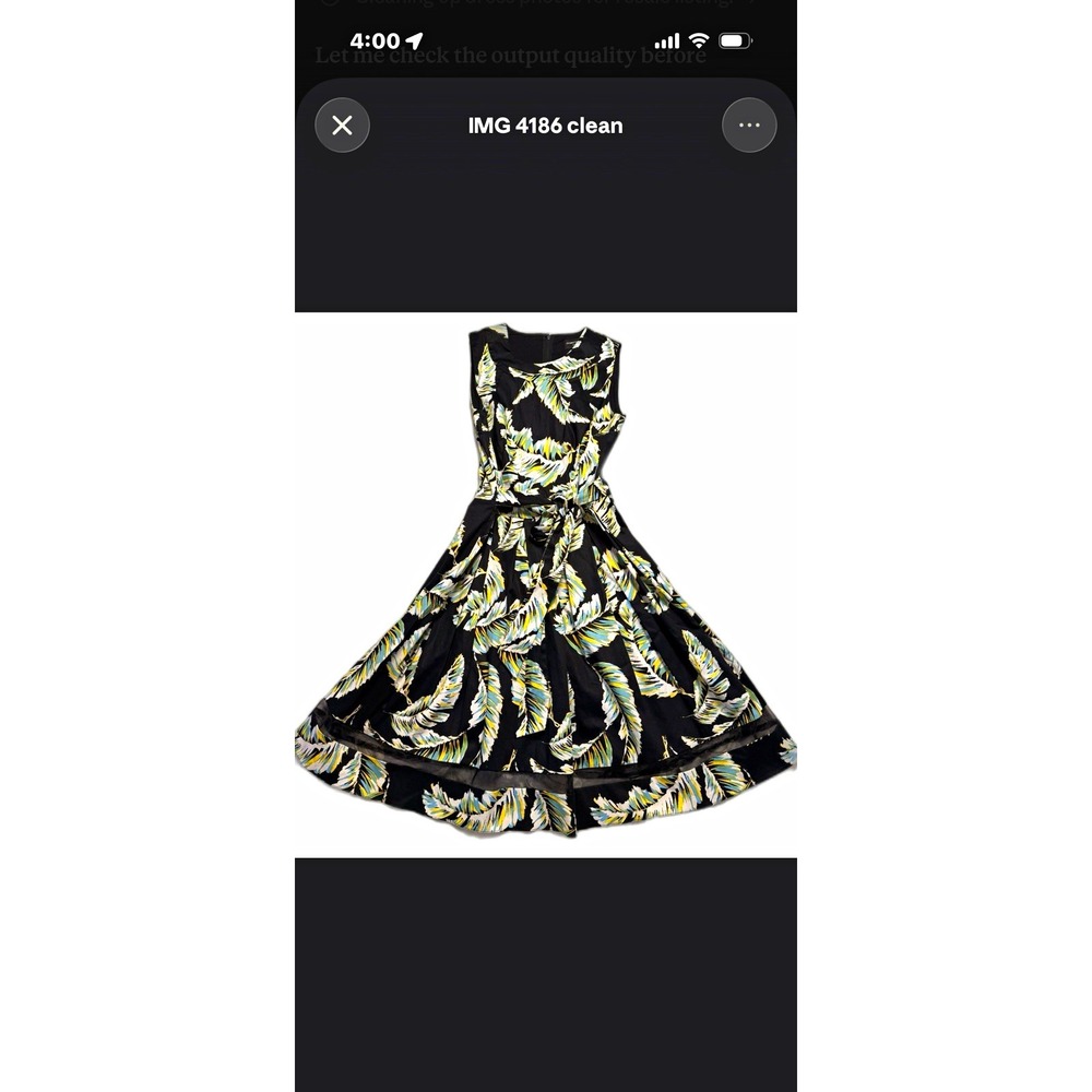 Dorothy Perkins Black Floral Sleeveless Belted A-Line Knee Dress Size 8